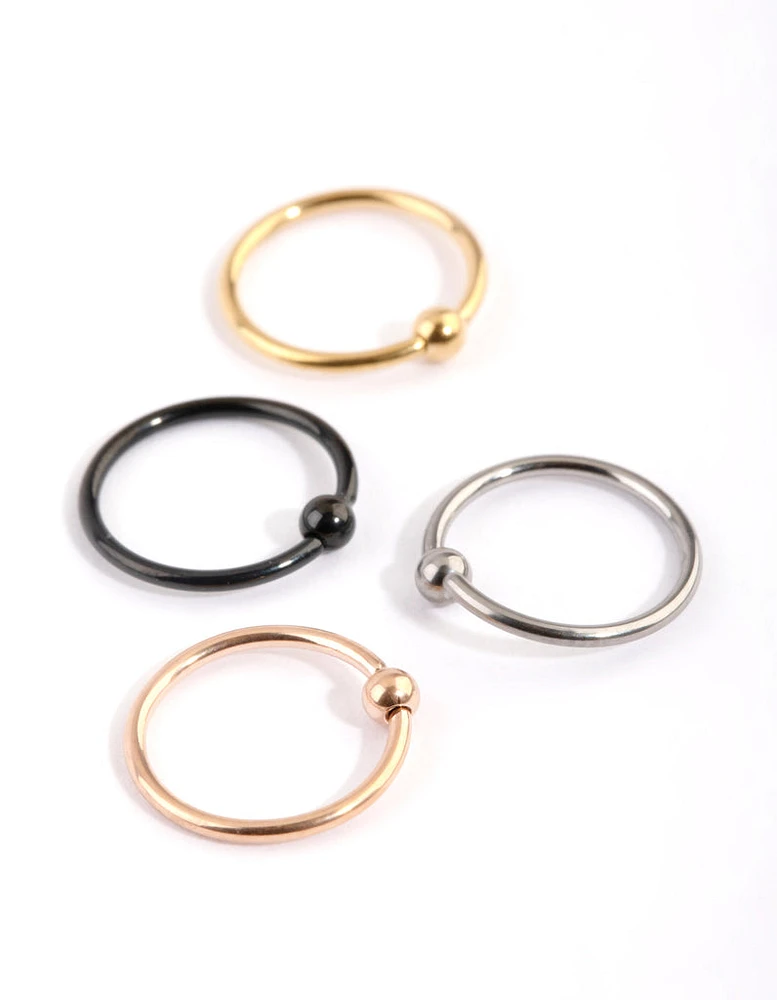 Titanium Plain Nose Ring 4-Pack