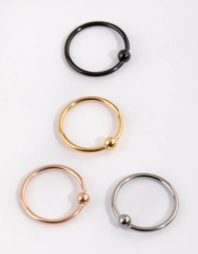 Titanium Plain Nose Ring 4-Pack