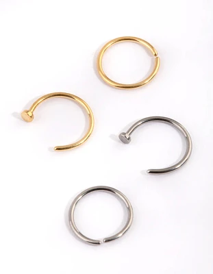 Titanium Plain Nose Stud & Ring 4-Pack