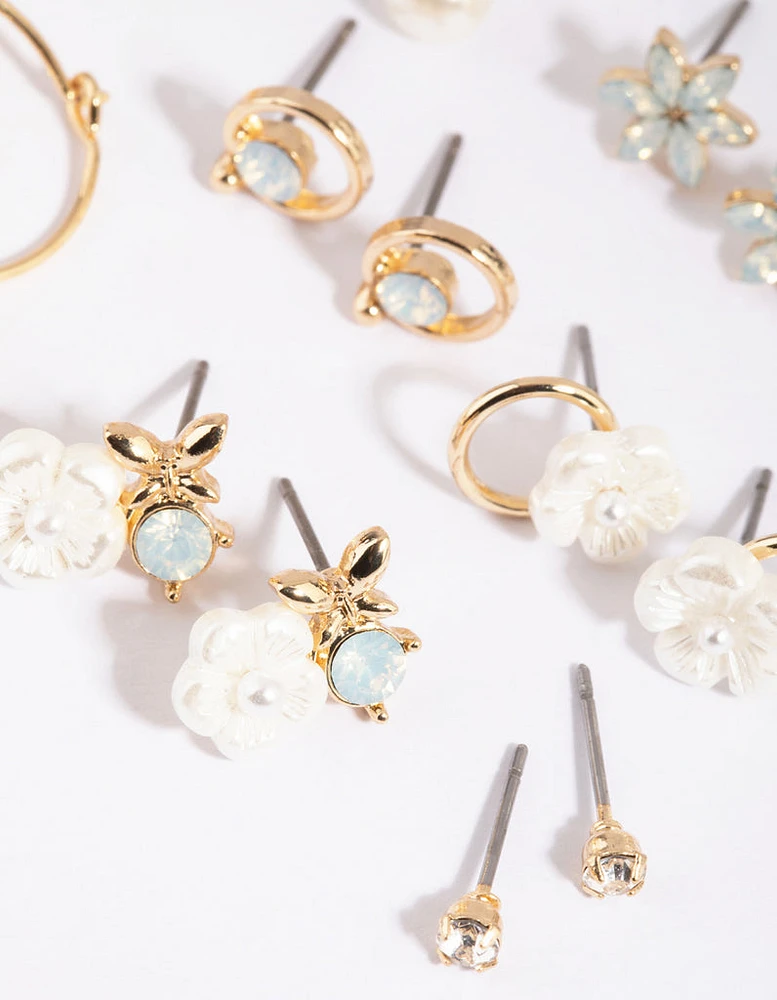 Gold Garden Stud Earring 8-Pack