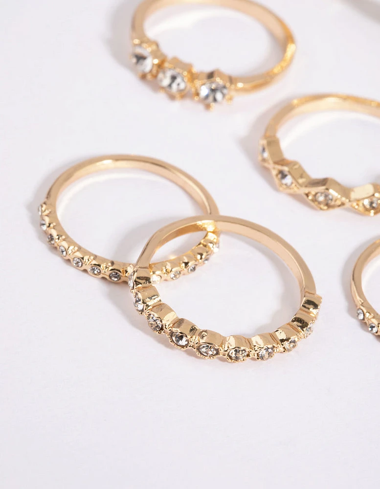 Gold Diamante Ring 8-Pack