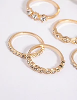 Gold Diamante Ring 8-Pack