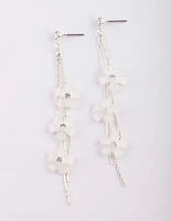 Silver Flower Drop Earrings