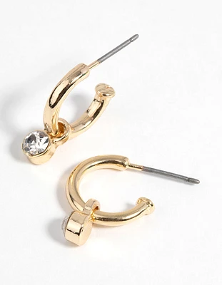 Gold Diamante Huggie Hoop Earrings