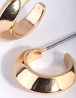 Gold Pointed Huggie Hoop Earrings