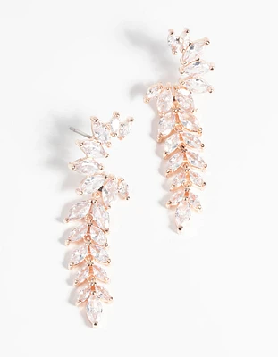 Rose Gold Diamond Simulant Statement Earrings