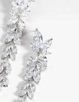 Rhodium Diamond Simulant Drop Earrings