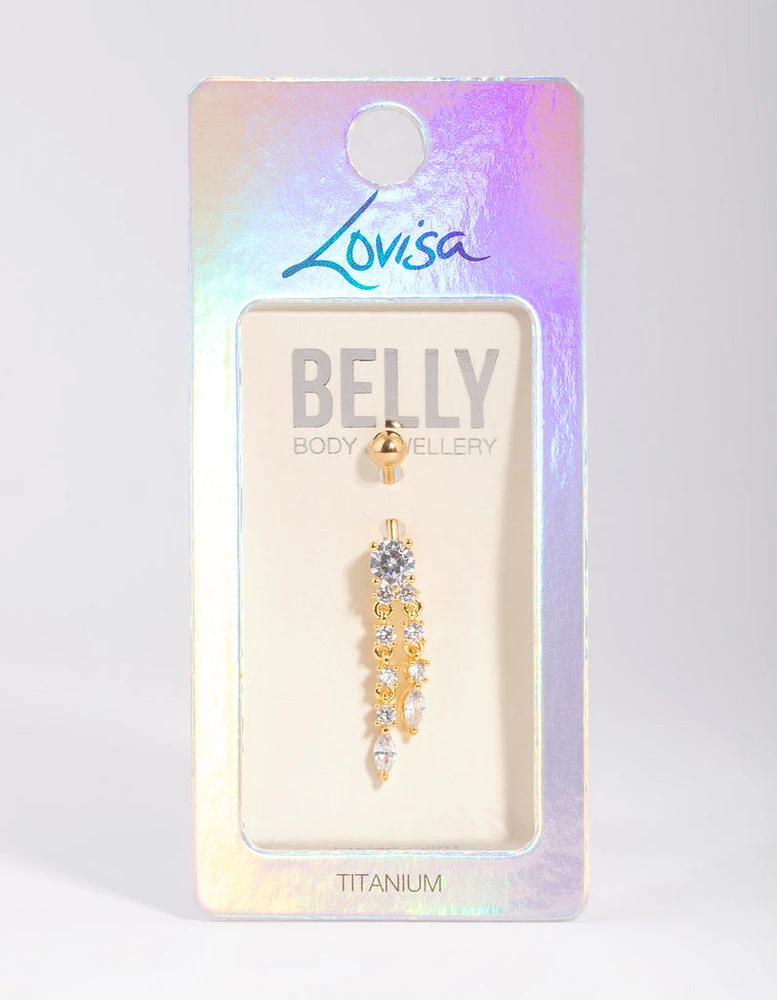 Gold Plated Titanium Dangle Belly Bar