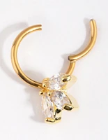 Gold Plated Titanium Marquise Cubic Zirconia Belly Ring