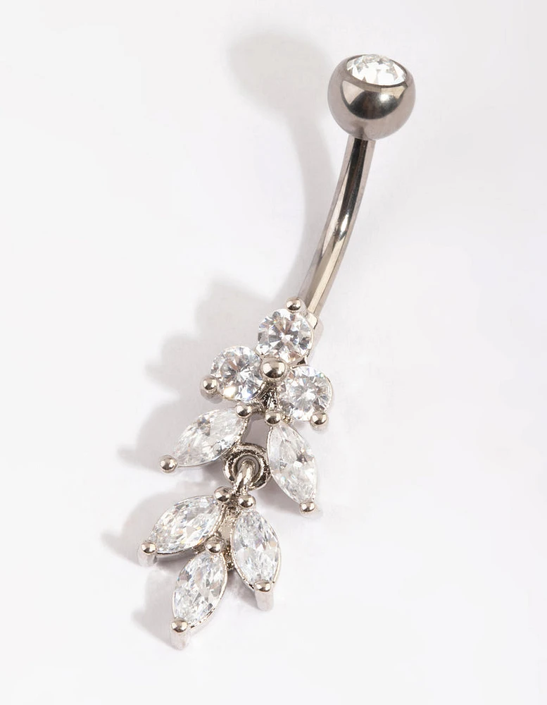 Titanium Marquise Diamante Belly Bar