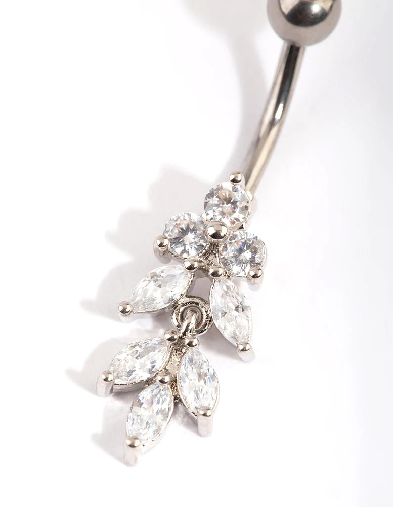 Titanium Marquise Diamante Belly Bar