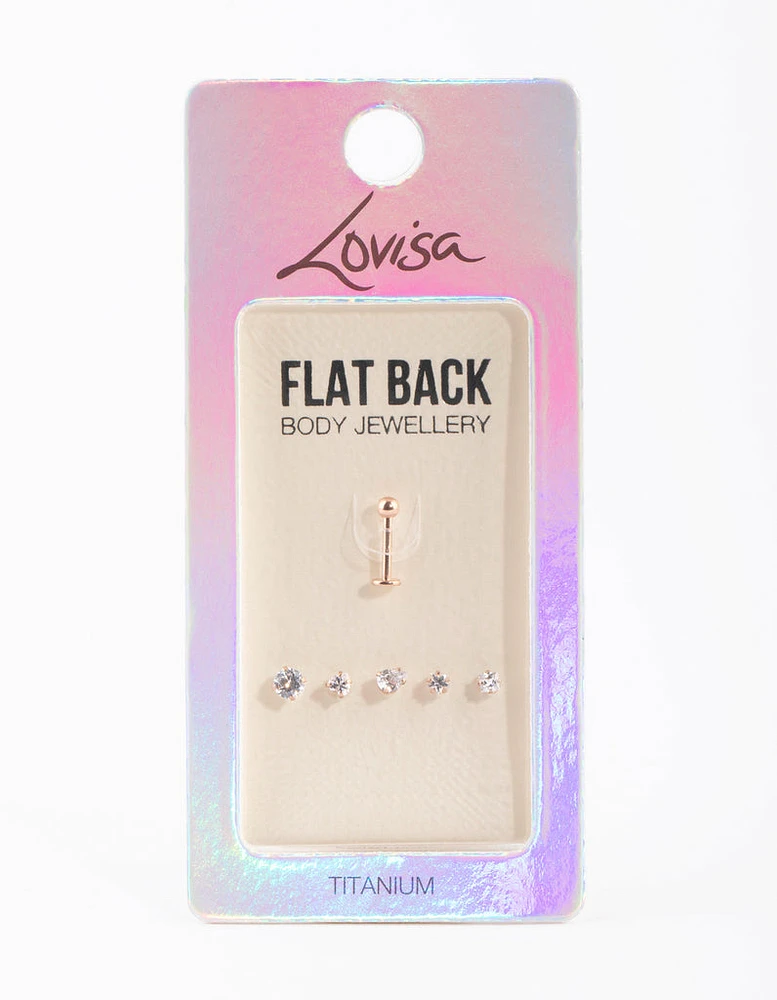 Rose Gold Plated Titanium Flat Back 6-Pack