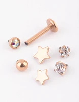 Rose Gold Plated Star Flat Back 6-Pack