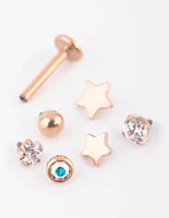 Rose Gold Plated Star Flat Back 6-Pack