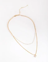 Gold Plated Necklace with Clear Stones