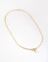 Gold Plated Fob Necklace Freshwater Pearl