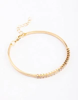 Gold Plated Baguette Bangle with Cubic Zirconia