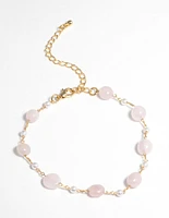 Gold Plated Bracelet with Rose Quartz