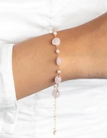 Gold Plated Bracelet with Rose Quartz