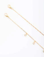 Gold Plated Anklet Set with Cubic Zirconia