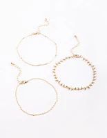 Gold Plated Dainty Anklet Pack