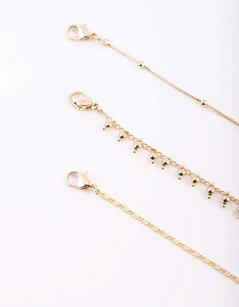 Gold Plated Dainty Anklet Pack