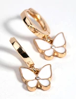 Gold Butterfly Huggie Hoop Earrings