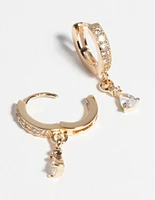 Gold Huggie Hoop Earrings with Cubic Zirconia