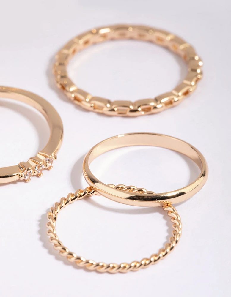 Gold Diamante RIng 6-Pack