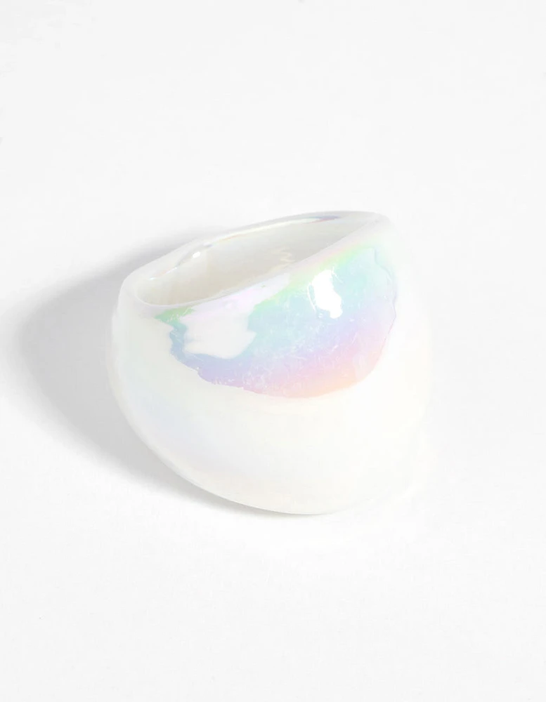 White Marble Glass Ring