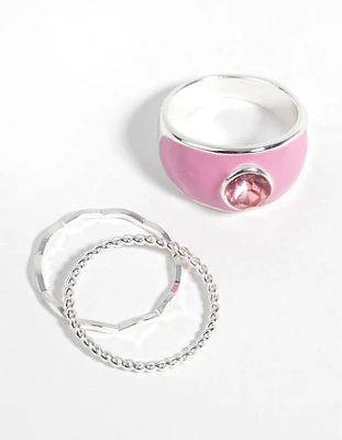 Pink Enamel Ring Pack