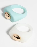 90s White & Turquoise Rings