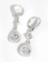 Silver Cubic Zirconia Pear Drop Earrings