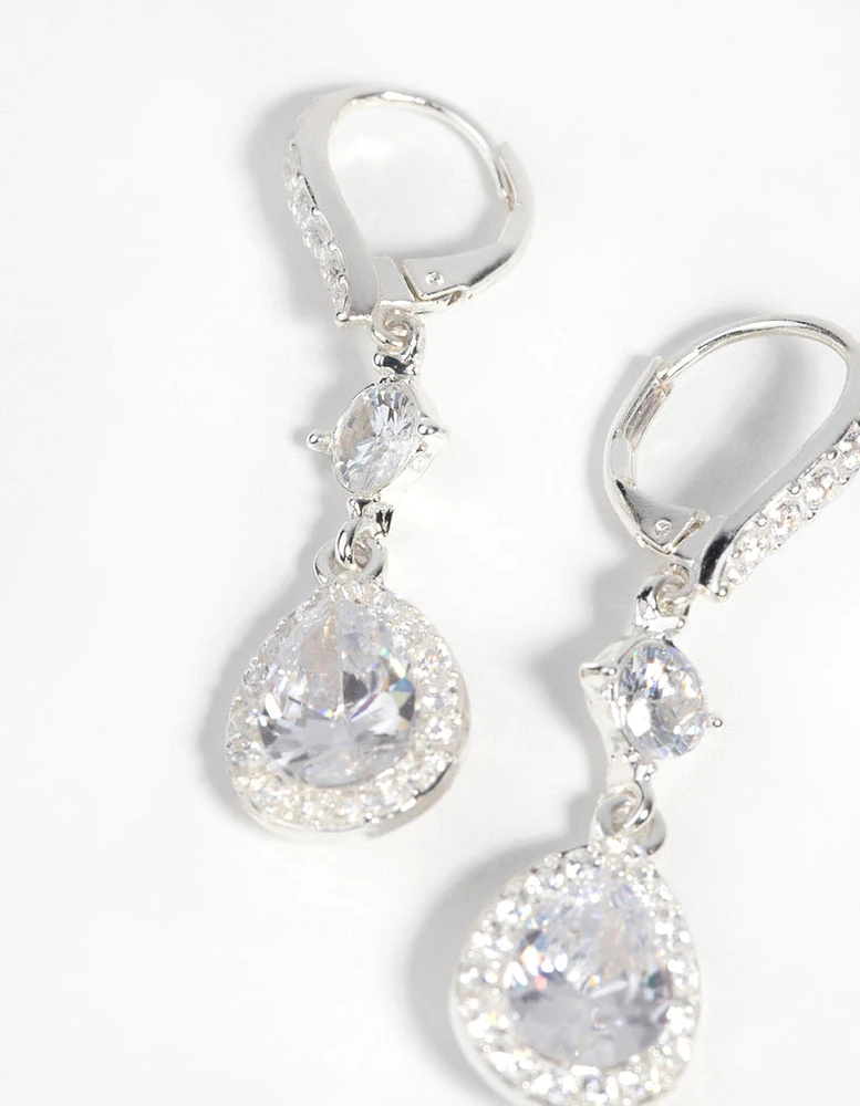 Silver Cubic Zirconia Pear Drop Earrings