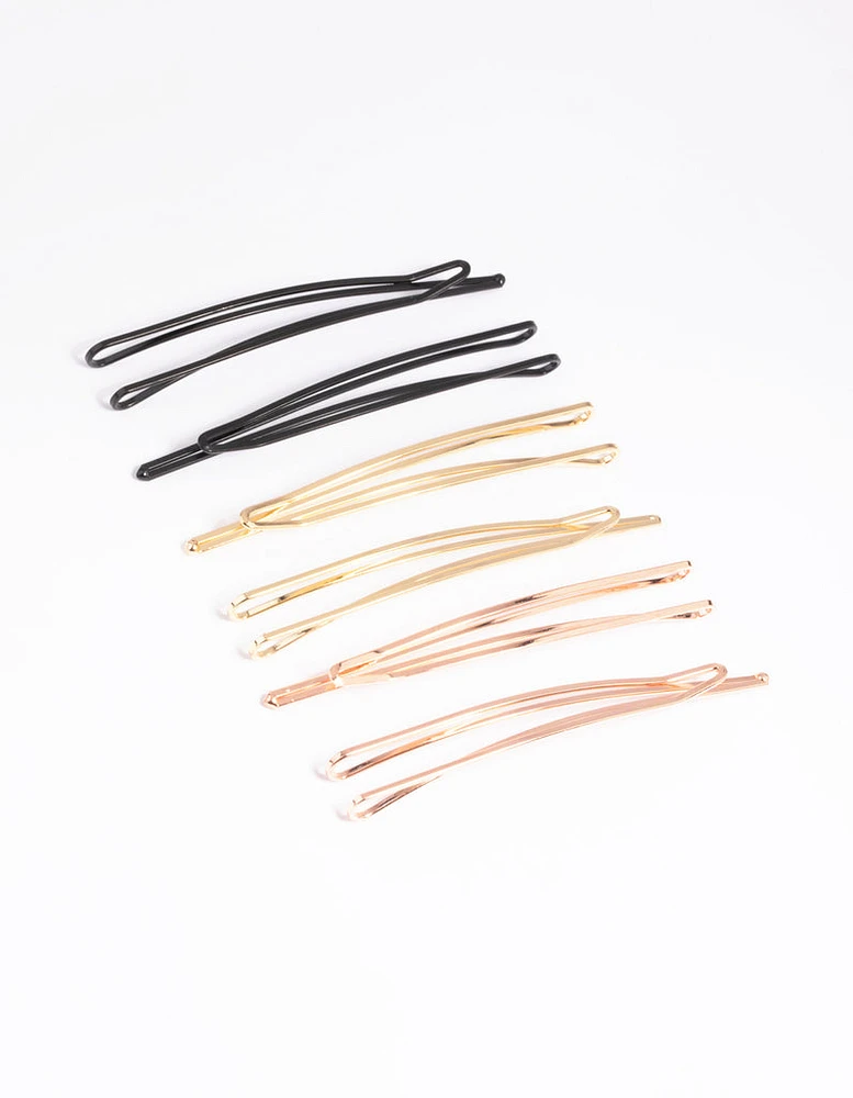 Mixed Metallic Hair Slide 6-Pack