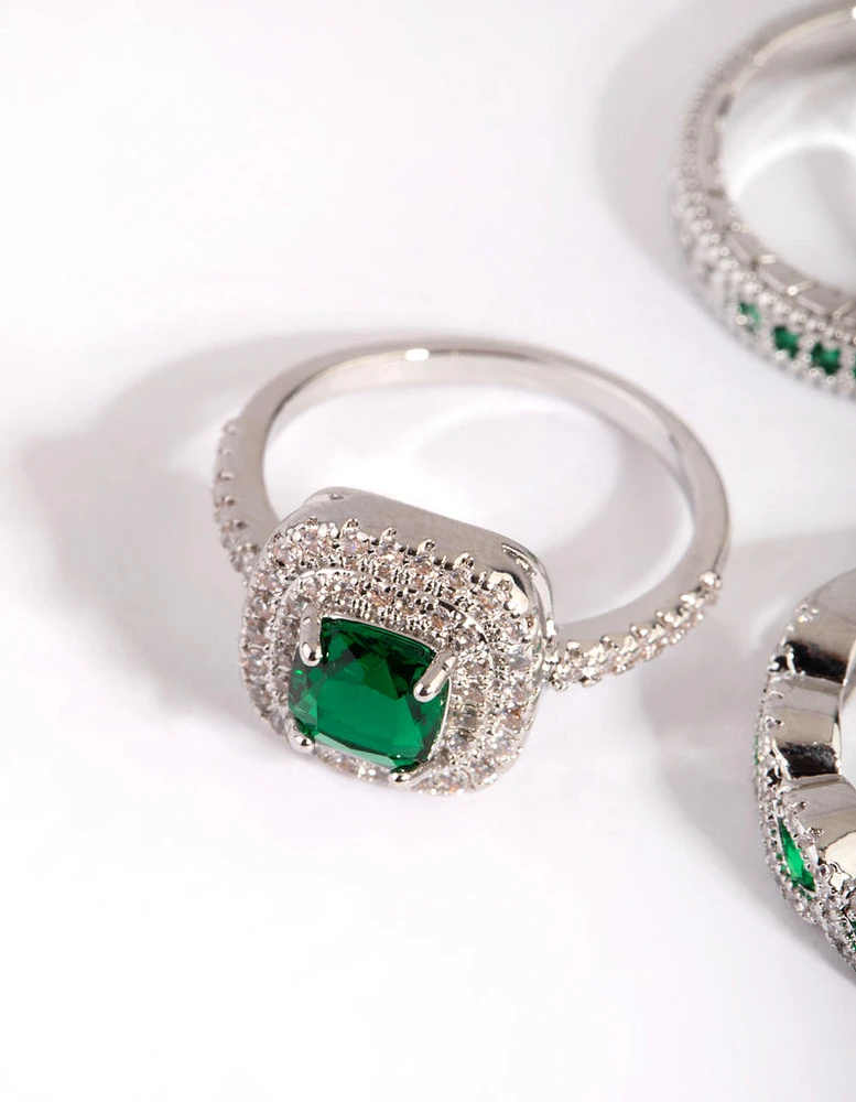 Emerald Cubic Zirconia Statement Ring 5-Pack