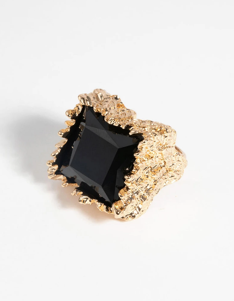 Gold & Black Stone Ring