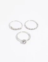 Silver Cubic Zirconia Triple Band Ring