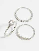 Silver Cubic Zirconia Triple Band Ring