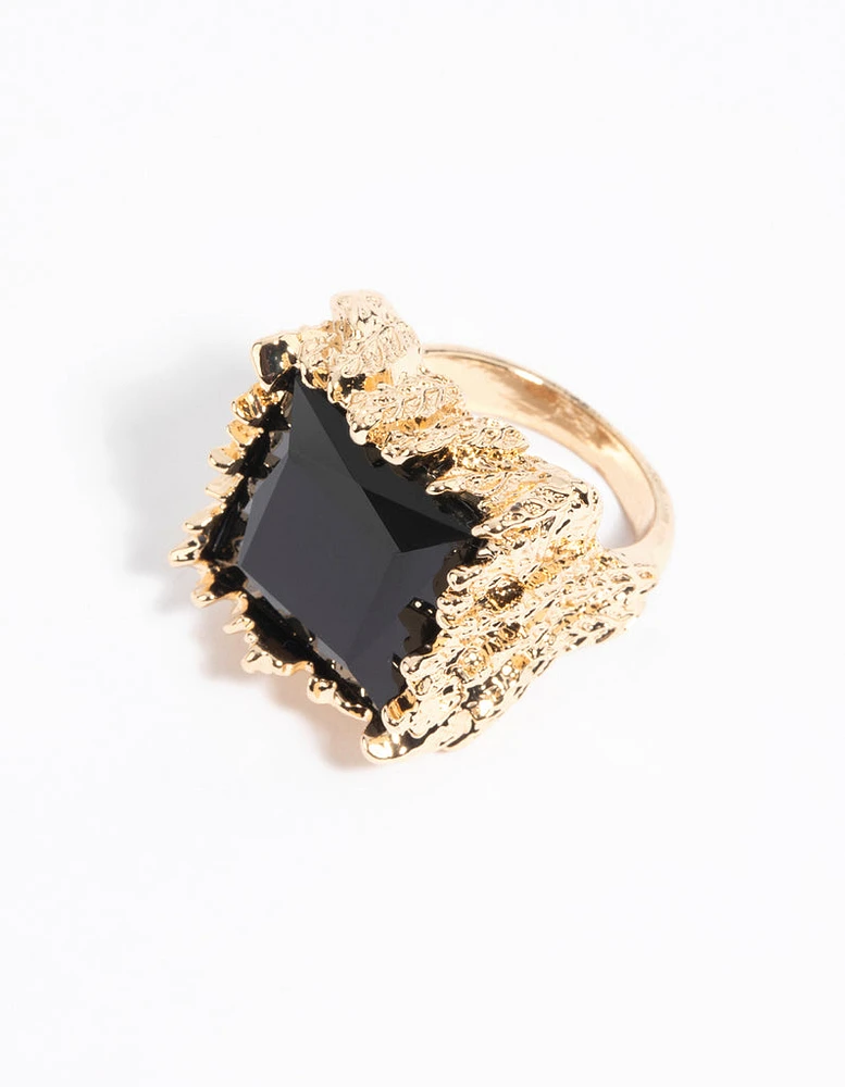 Gold & Black Stone Ring