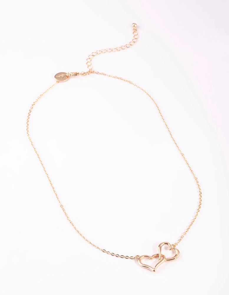 Gold Interlocked Hearts Necklace