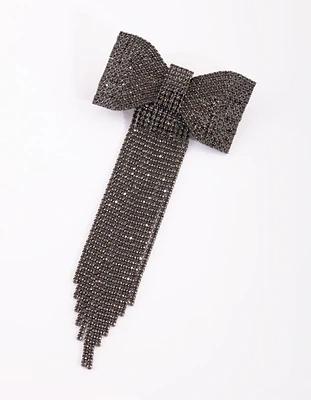 Gunmetal Black Diamante Drape Clip