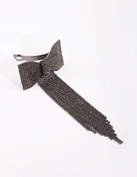 Gunmetal Black Diamante Drape Clip