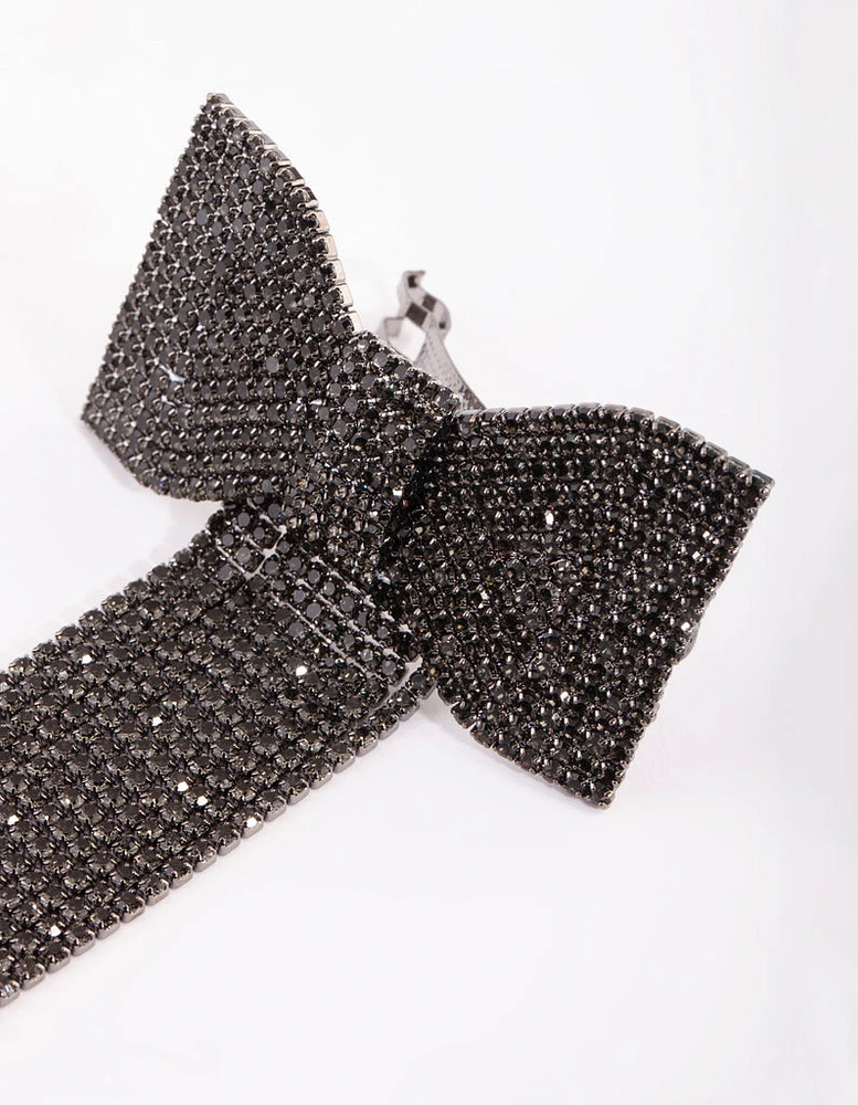 Gunmetal Black Diamante Drape Clip