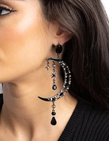 Gunmetal Moon Statement Earrings