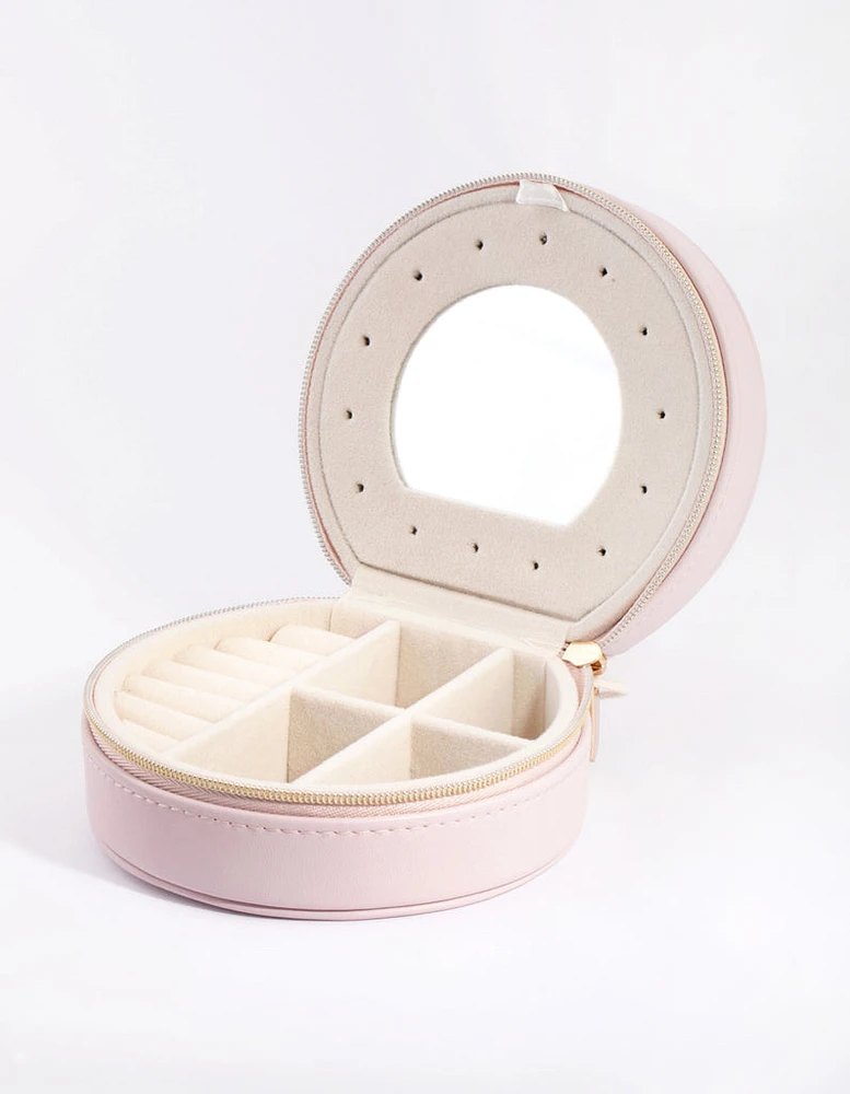 Faux Leather Mirror Travel Jewellery Box