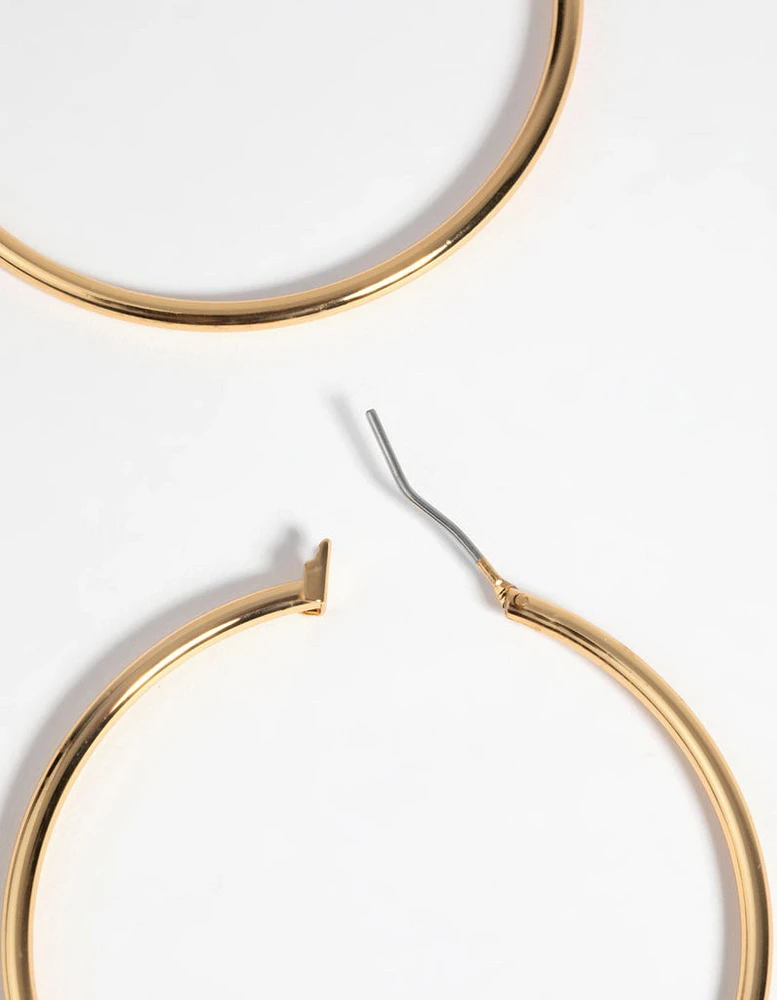 Gold Plated Large Hoop Earrings