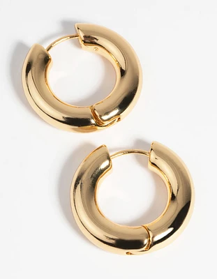 Gold Plated Round Huggie Hoop Earrings