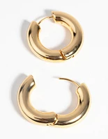 Gold Plated Round Huggie Hoop Earrings