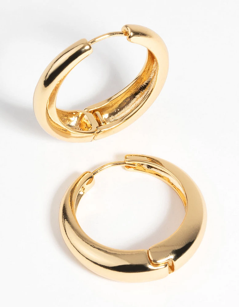 Gold Plated Medium Huggie Hoop Earrings